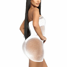 Load image into Gallery viewer, Women Sheer Mesh Bikini Cover Up Fishnet Crystal Bling Diamante One Piece
