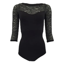 Load image into Gallery viewer, So Danca SL109 Adults Black Lace 3/4 Sleeve Leotard
