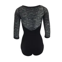 Load image into Gallery viewer, So Danca SL109 Adults Black Lace 3/4 Sleeve Leotard
