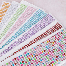 Load image into Gallery viewer, Self Adhesive Rhinestones Various Colours Size 6mm 500 gems per sheets
