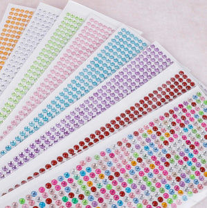 Self Adhesive Rhinestones Various Colours Size 6mm 500 gems per sheets