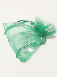 Green Butterfly Organza Jewellery Pouch/ Gift Bag