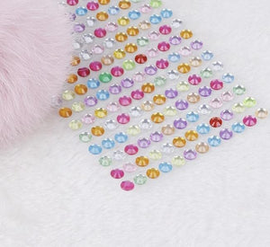 Self Adhesive Rhinestones Various Colours Size 6mm 500 gems per sheets