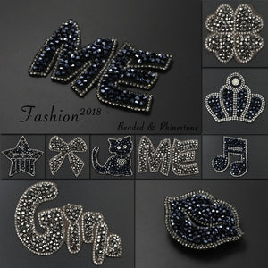 Rhinestone Shine Crown Iron on Patches for Clothing Bead Decorative Clothes Patch Crystal Applique Diamond Sewing Stickers JODc