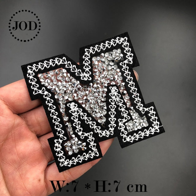 JOD Rhinestone Iron on Patches for Clothing Diamond Decorative Embroidery Clothes Patch Applique Crystal Stickers Badges Biker