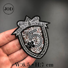 Load image into Gallery viewer, JOD Rhinestone Iron on Patches for Clothing Diamond Decorative Embroidery Clothes Patch Applique Crystal Stickers Badges Biker
