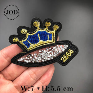 JOD Rhinestone Iron on Patches for Clothing Diamond Decorative Embroidery Clothes Patch Applique Crystal Stickers Badges Biker